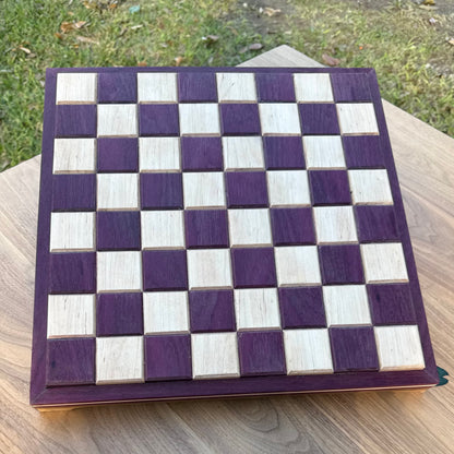 Purple Heart and Maple Wood with Specialty Border Chess Board