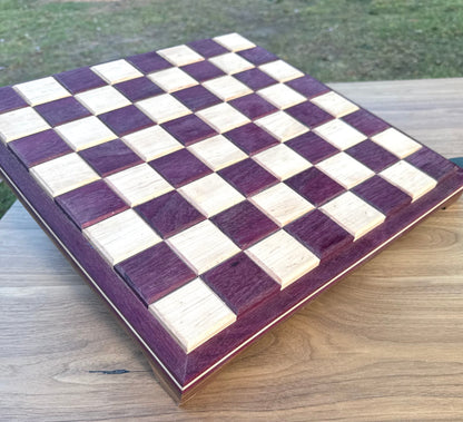 Purple Heart and Maple Wood with Specialty Border Chess Board