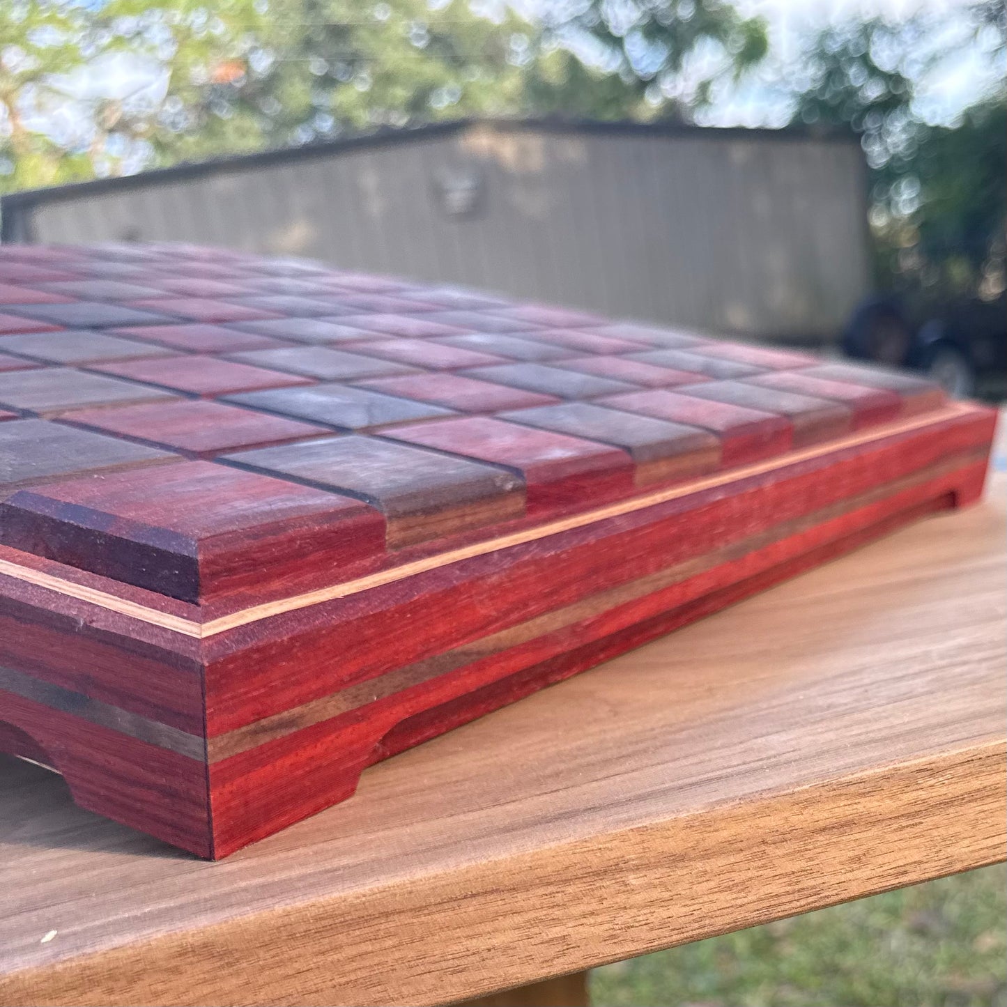 Blood Wood and Black Walnut with Specialty Border Chess Board