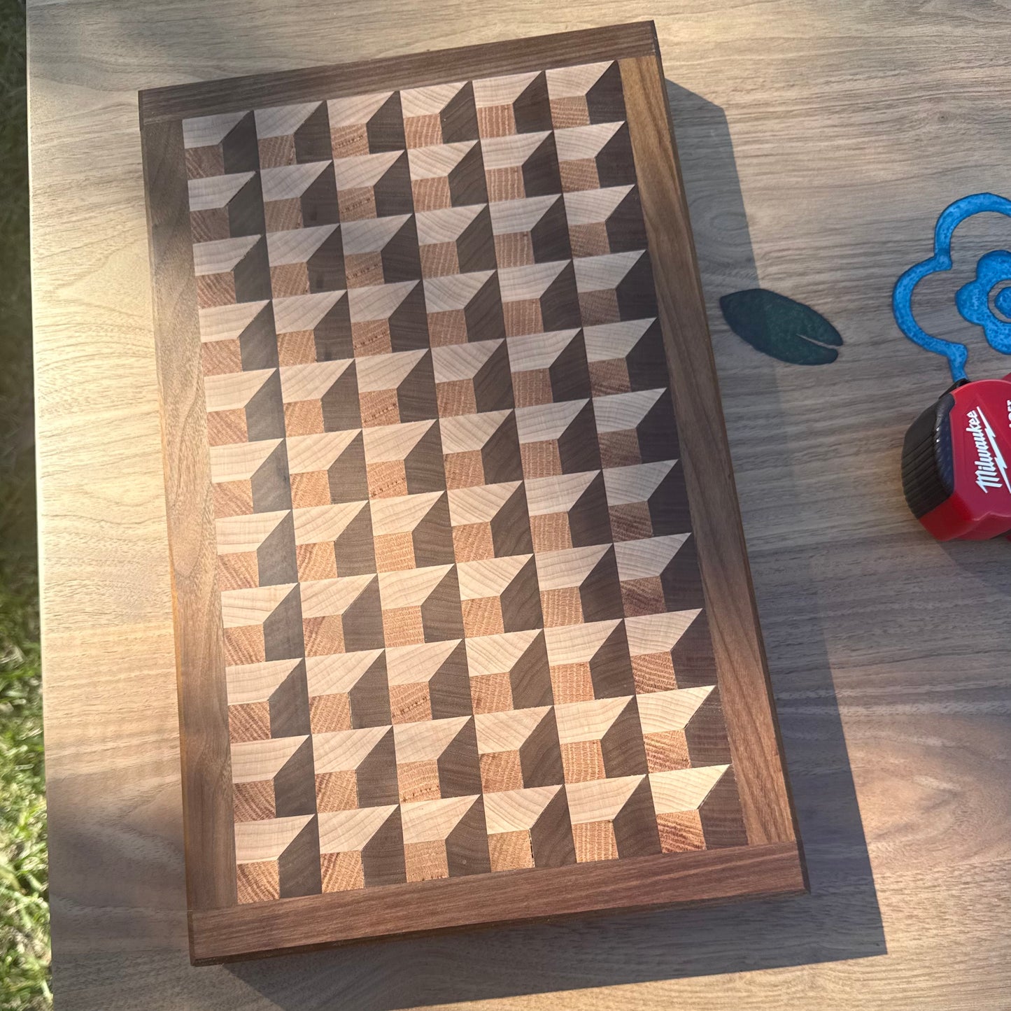 Mosaic Style 3-Wood End Grain Cutting Board