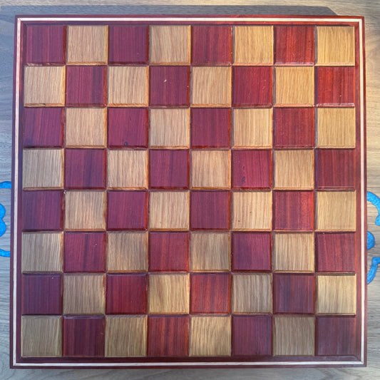 Blood Wood and White Oak with Specialty Border Chess Board