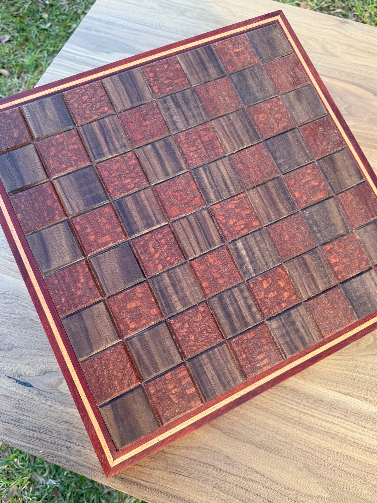 Lace Wood and Black Walnut with Specialty Border Chess Board