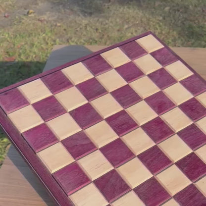 Purple Heart and Maple Wood with Specialty Border Chess Board